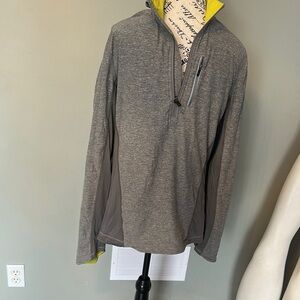 Lululemon Gray and Yellow Quarter-Zip Pullover